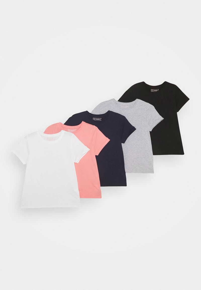 Friboo 5 Pack - T-Shirt Print - Light Grey/pink/black/white/dark Blue, Kinder 3 Friboo 5 Pack - T-Shirt Print - Light Grey/pink/black/white/dark Blue, Kinder