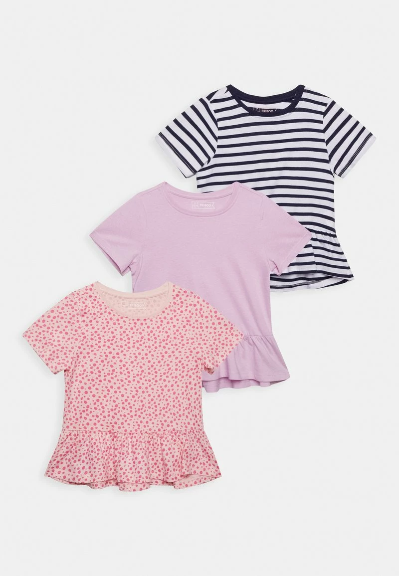 Friboo PEPLUM HEM TEE 3 PACK - T-Shirt Print - Pink - 402_purple - 404_dark Blue - 503, Kinder 3 Friboo PEPLUM HEM TEE 3 PACK - T-Shirt Print - Pink - 402_purple - 404_dark Blue - 503, Kinder